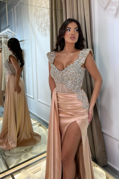 Champagner Abendkleider Lang Glitzer Ballkleider Abiballkleider Online