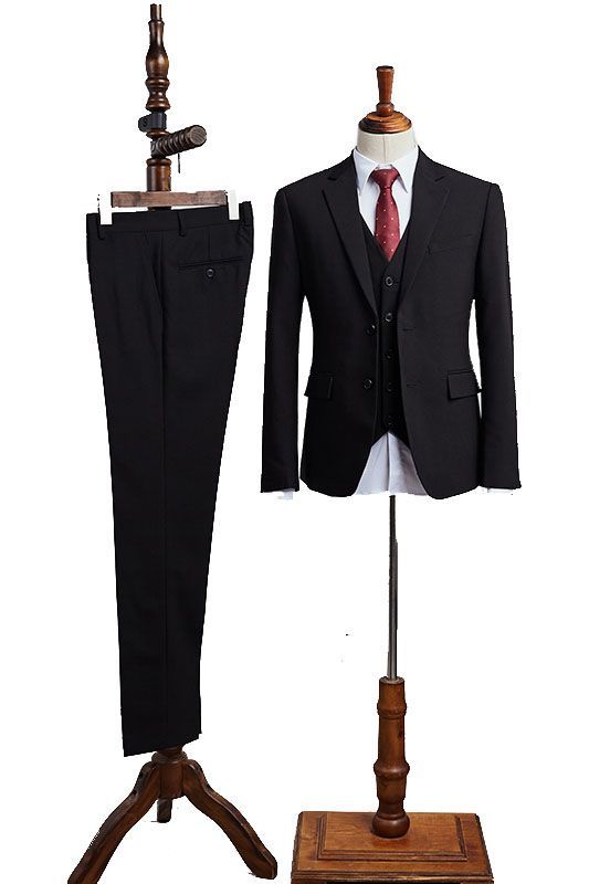 Schwarzer Herren Anzug Komplett Set Business Anzüge Slim Fit-babyonlinedressde