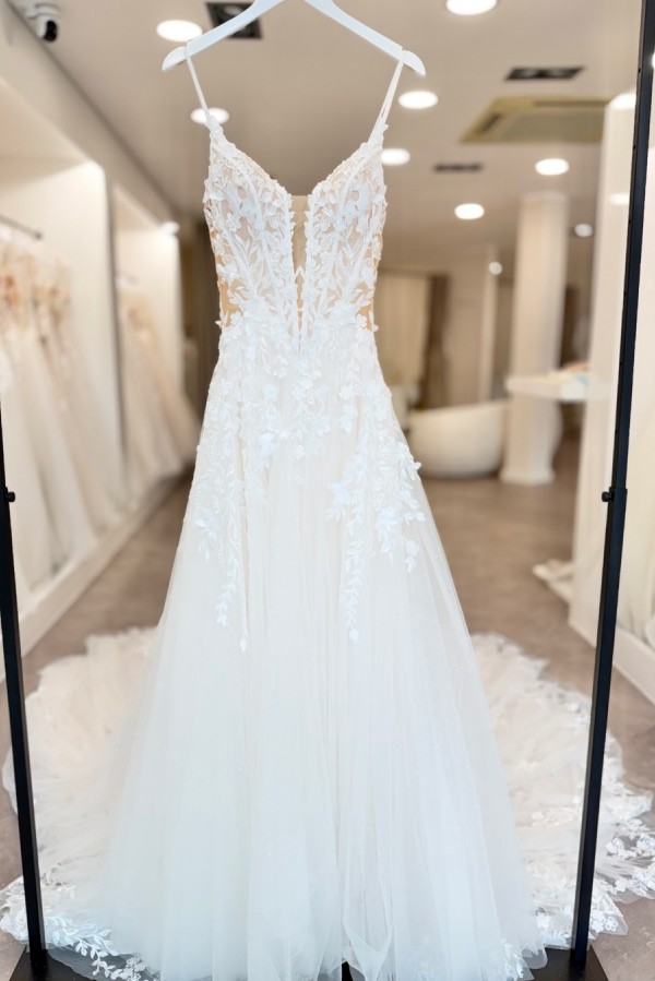Designer Brautkleider A Linie mit Spitze Tüll Hochzeitskleid