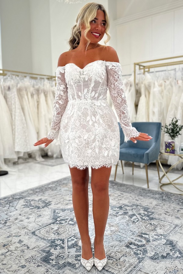 Designer Hochzeitskleider Kurz Meerjungfrau Brautkleider Spitze mit Ärmel
