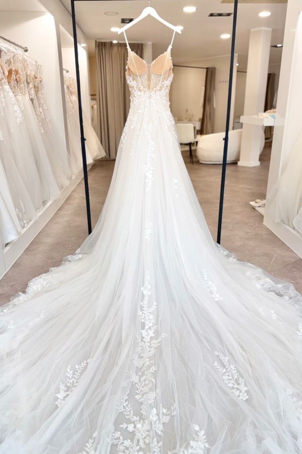 Designer Brautkleider A Linie mit Spitze Tüll Hochzeitskleid