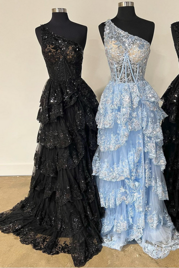 Navy Blau Abendkleider Lang Günstig | Abiballkleider mit Glitzer