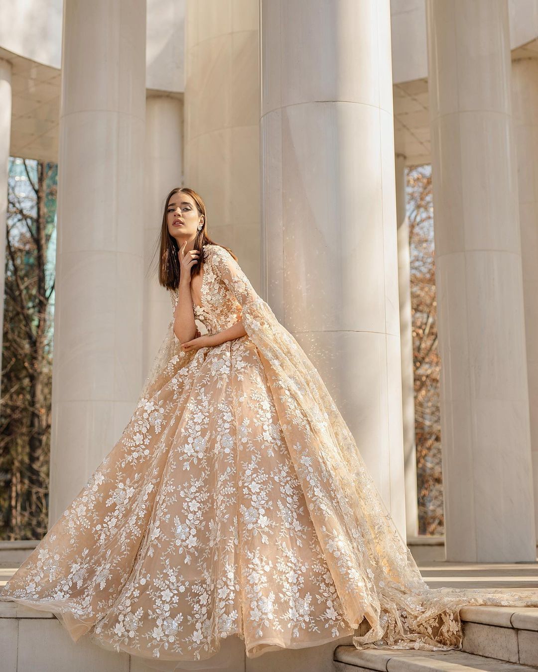 Schöne Brautkleider Prinzessin | Spitze Hochzeitskleider mit Ärmel