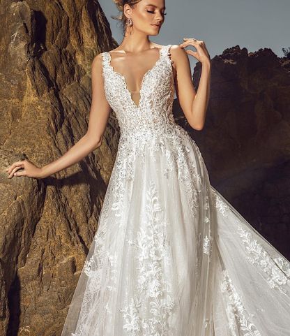 Designer Hochzeitskleider A Linie | Rückenfrei Spitze Brautkleider