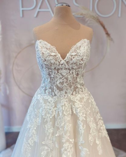 Schöne Brautkleider A linie Spitze | Hochzeitskleider Günstig Online