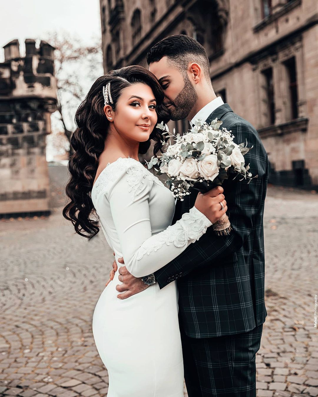 Designer Hochzeitskleider Meerjungfrau | Brautkleid mit Ärmel