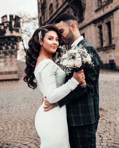 Designer Hochzeitskleider Meerjungfrau | Brautkleid mit Ärmel