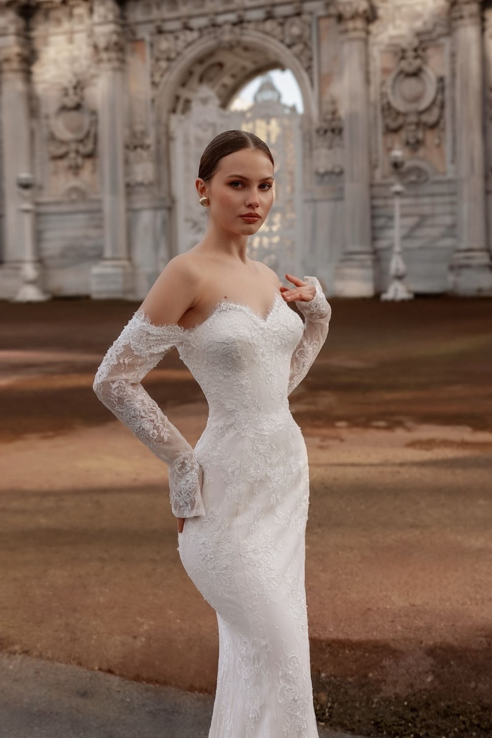 Modern Hochzeitskleider Spitze Brautkleider Meerjungfrau mit Ärmel