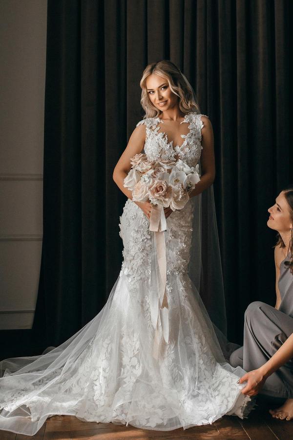 Modern Brautkleider Meerjungfrau Spitze | Hochzeitskleider Cream Online