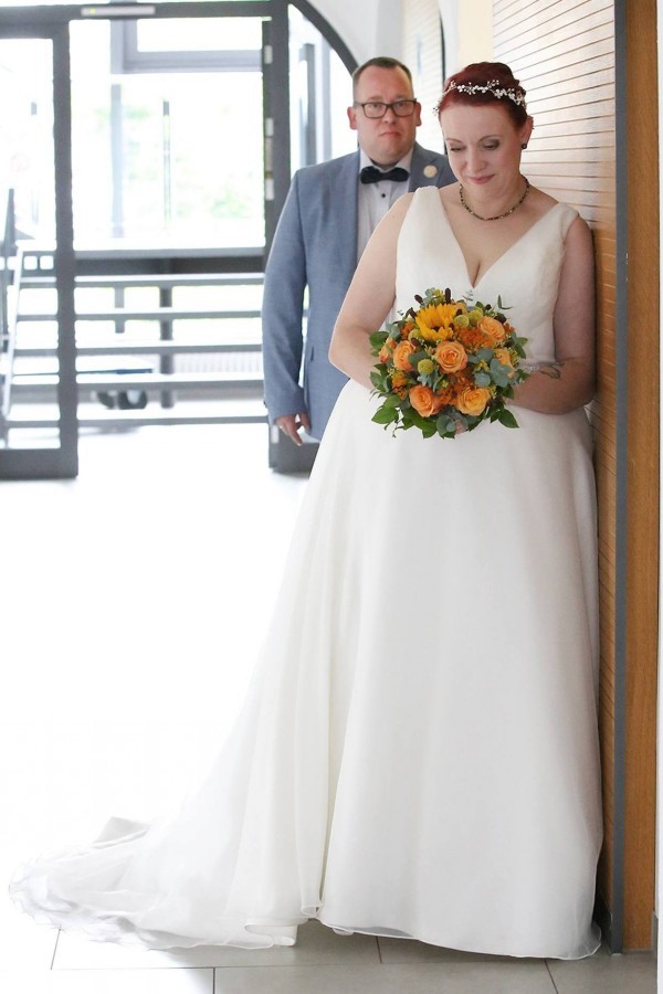 Schlichte Hochzeitskleider Große Größe Ausgefallene Brautkleider A Linie-babyonlinedressde