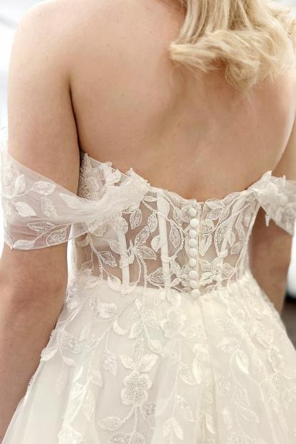 Elegante Brautkleider A Linie Tüll Hochzeitskleider mit Spitze