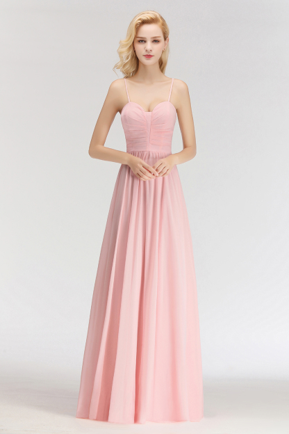 Sexy Brautjungfernkleider Chiffon Lang Rosa Etuikleider Für Hochzeit