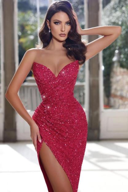 Elegante Abendkleider Lang Glitzer | Designer Abiballkleider Günstig