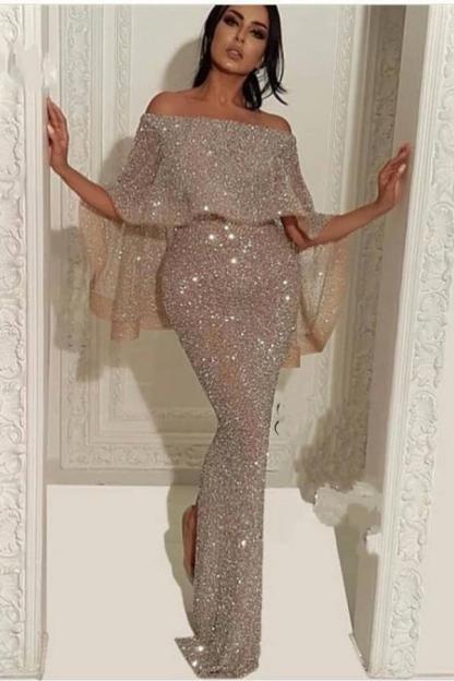 Elegante Abendkleider Mit Glitzer | Abiballkleid Lang Günstig Online