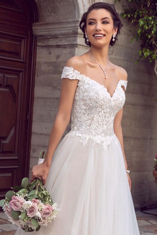 Boho Brautkleid A Linie Mit Spitze | Hochzeitsmoden Tüll Online