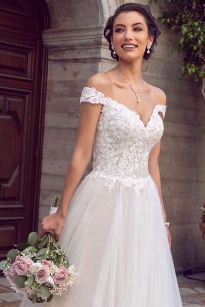 Boho Brautkleid A Linie Mit Spitze | Hochzeitsmoden Tüll Online