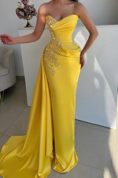 Elegante Abendkleider Lang Gelb Ballkleider Abiballkleider Mit Glitzer
