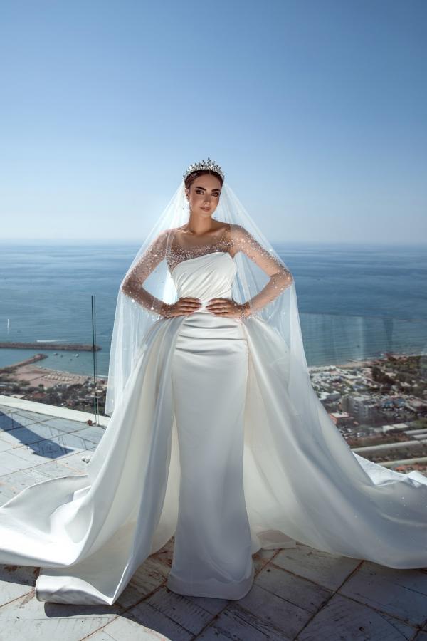 Designer Hochzeitskleider A Linie Satin Brautkleid mit Ärmel-babyonlinedressde