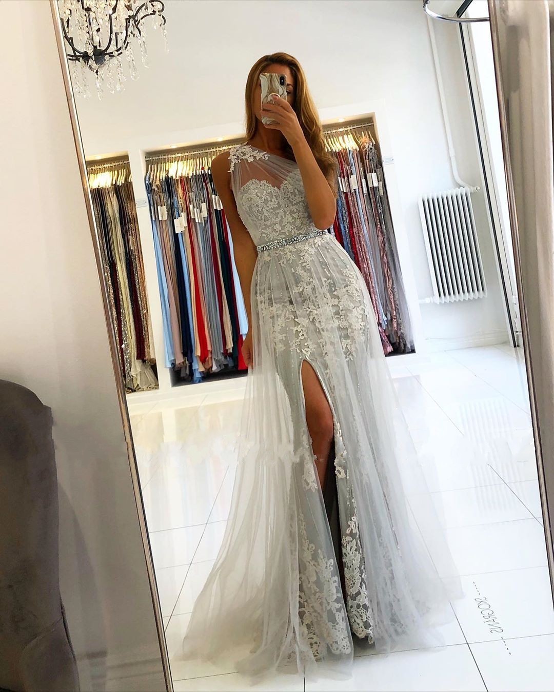 Elegante Abendkleider Lang Spitze | Abiballkleider Glitzer