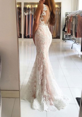 Elegante Weißes Abendkleid Lang Günstig | Spitze Abendmoden Online