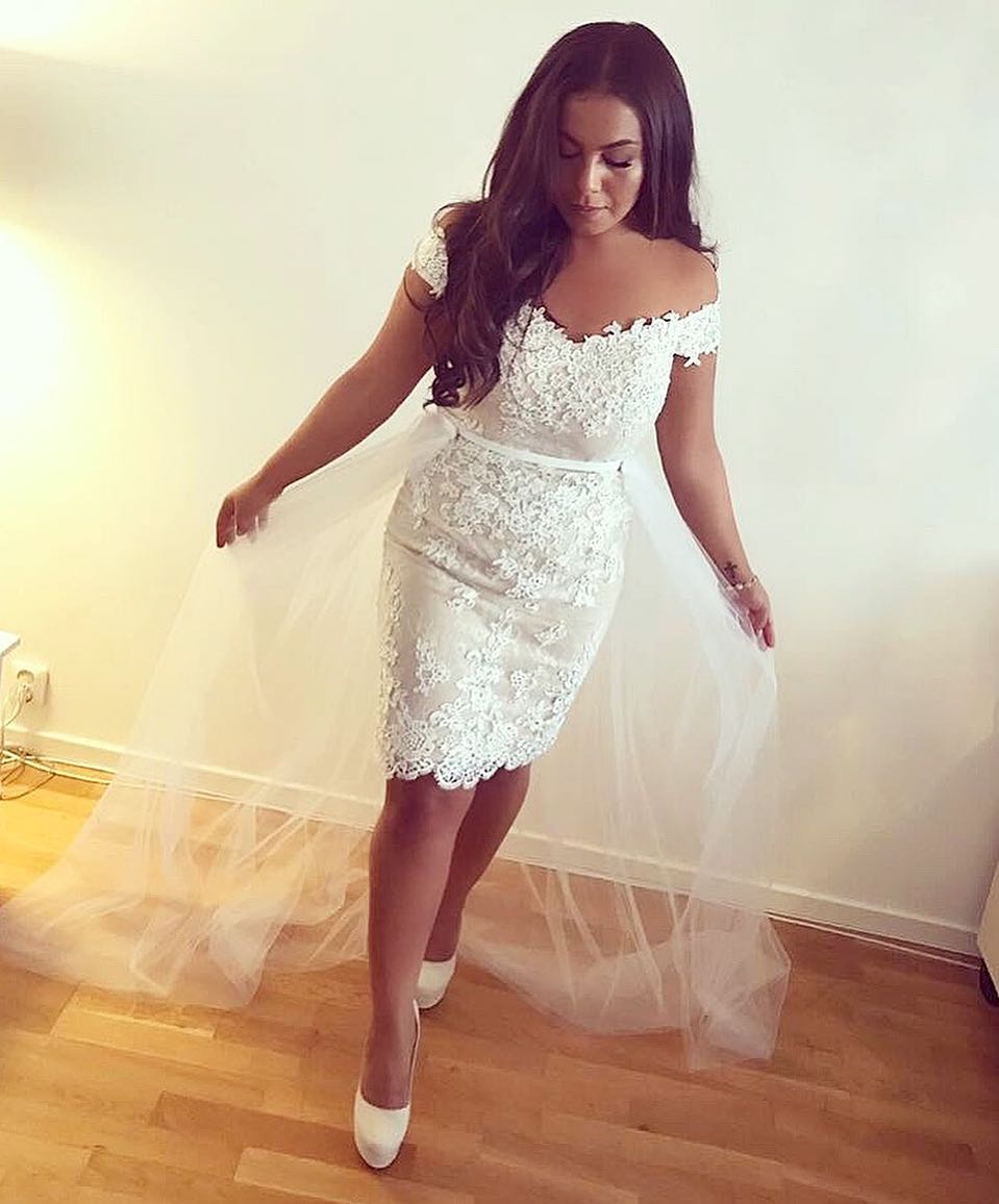 Festliche Kleider Cocktailkleid Weiß | Abendkleider Knielang-babyonlinedressde