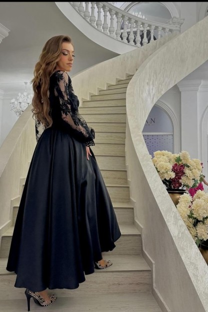 Designer Hochzeitskleider A Linie Schwarz Brautkleider Kurz Mit Ärmel-babyonlinedressde