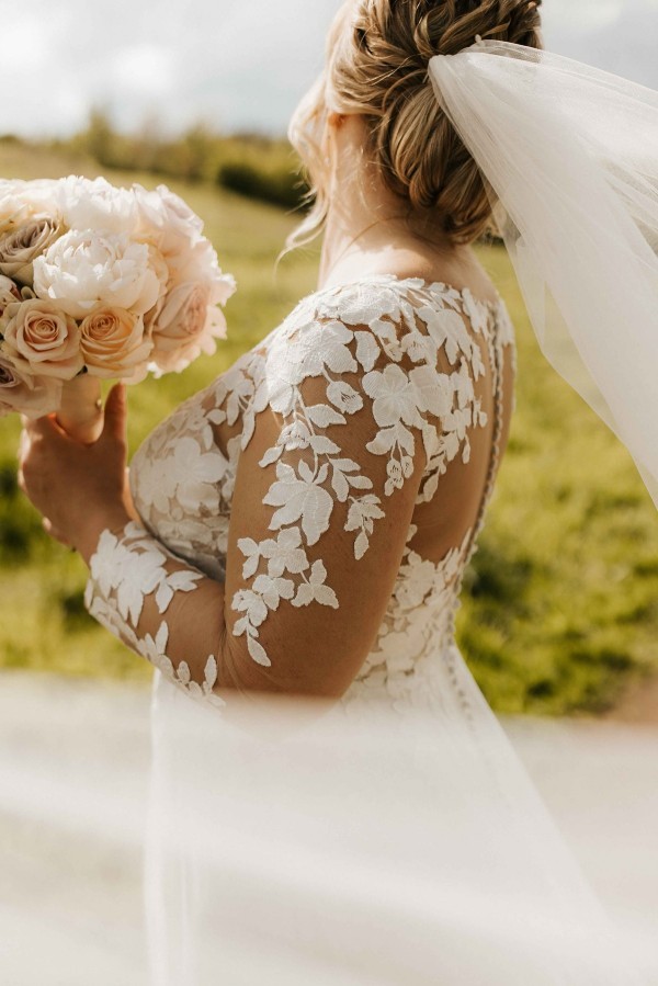 Sommer Hochzeitskleider Chiffon Mit Ärmel Brautkleider Mit Spitze