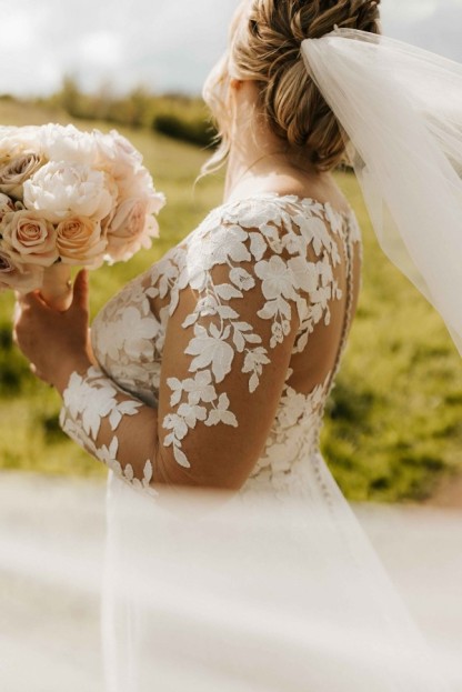 Sommer Hochzeitskleider Chiffon Mit Ärmel Brautkleider Mit Spitze