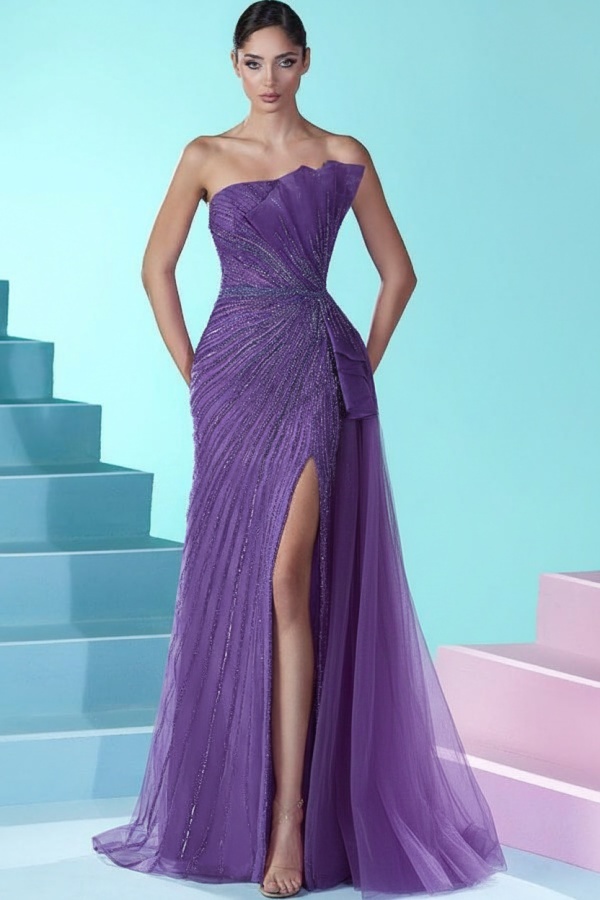 Luxus Abendkleider Lang Fuchsia | Abiballkleider Partykleider Online