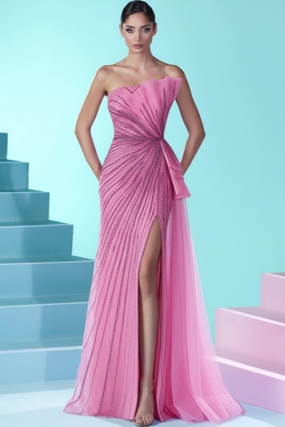 Luxus Abendkleider Lang Fuchsia | Abiballkleider Partykleider Online