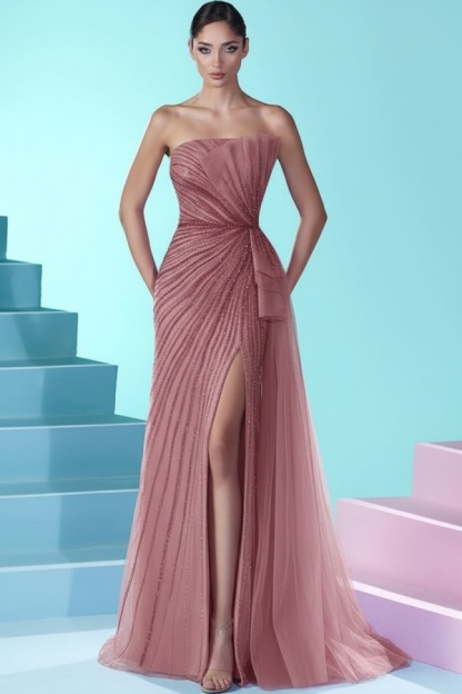 Luxus Abendkleider Lang Fuchsia | Abiballkleider Partykleider Online