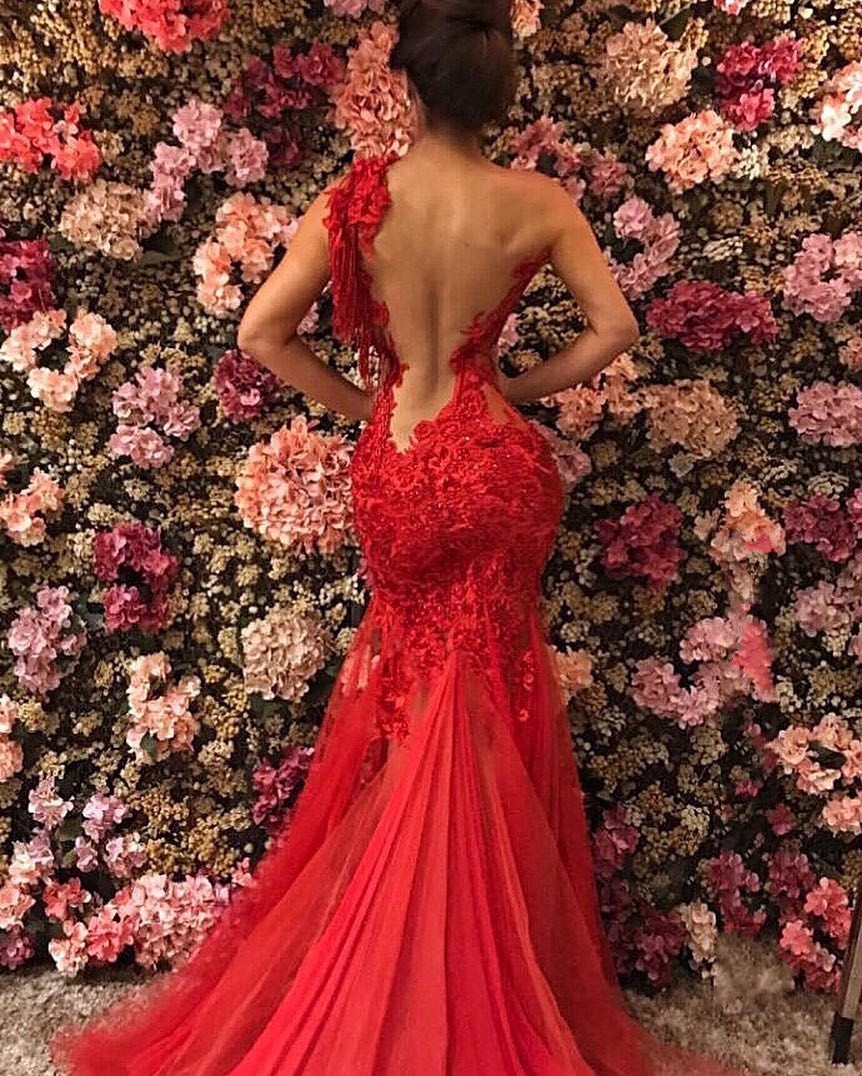 Elegante Abendkleider Lang Rot | Abiballkleider mit Spitze