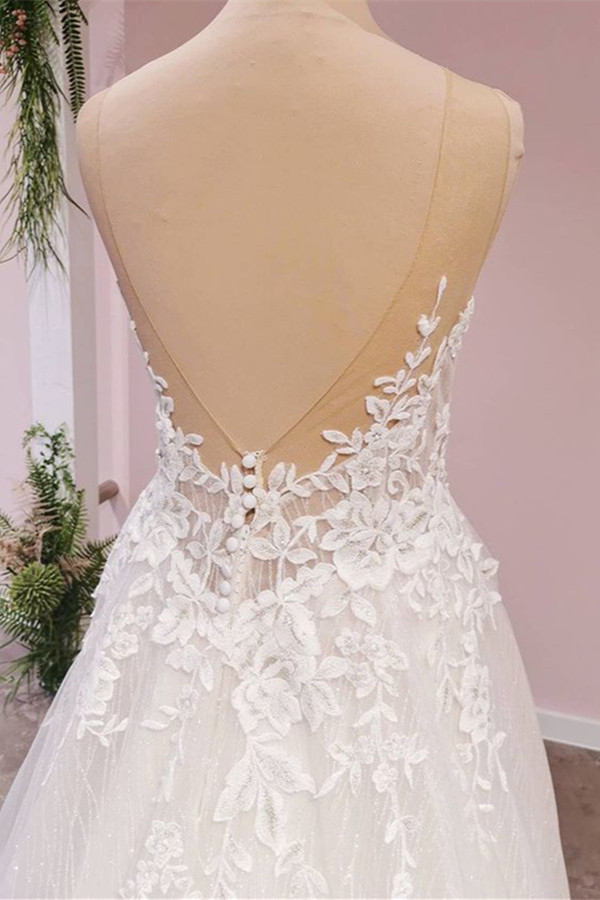 Elegante Brautkleider A Line Spitze | Schlichte Hochzeitskleider-babyonlinedressde