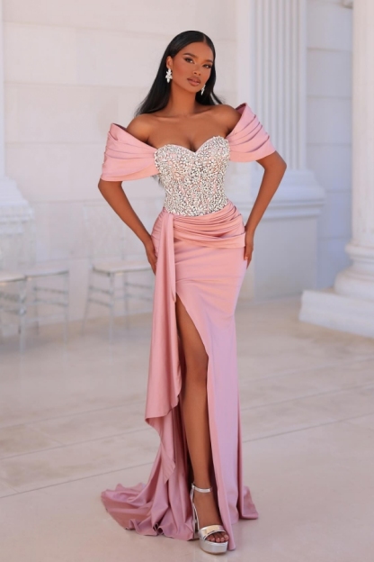 Sexy Abendkleider Lang Rosa | Abiballkleider mit Glitzer