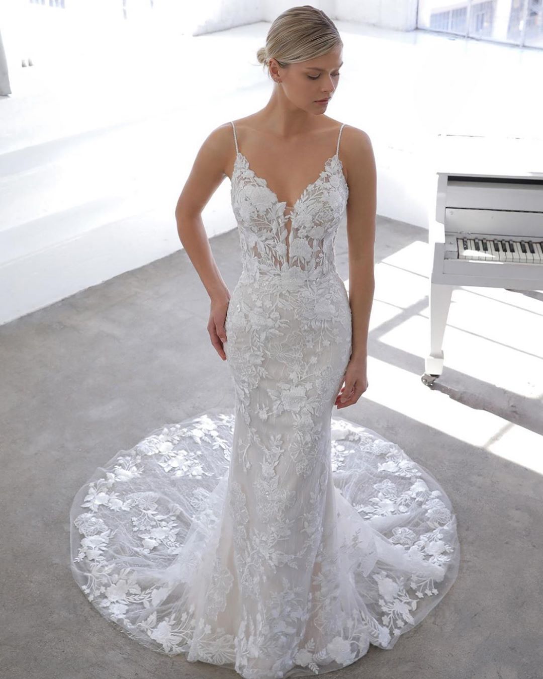 Designer Brautkleid A Linie | Spitze Hochzeitskleider Günstig Online