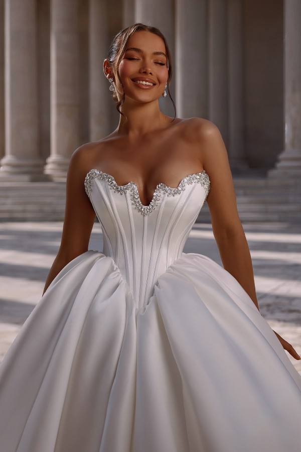 VIntage Hochzeitskleider Satin Prinzessin Brautkleid Mit Glitzer