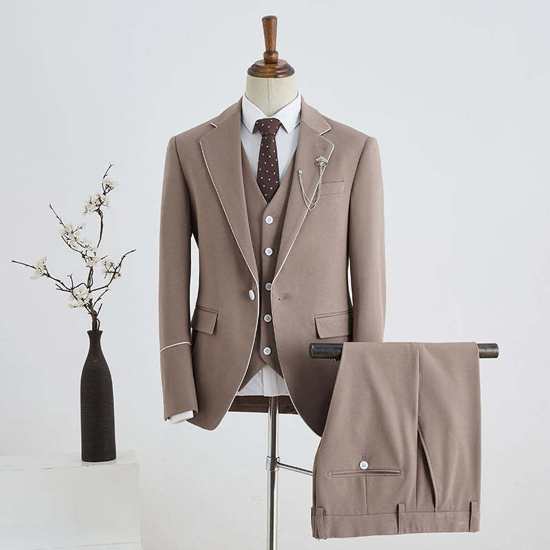 Burnell Hot Khaki 3 Pieces Notched Lapel Slim Fit Tailored Business Suit-babyonlinedressde
