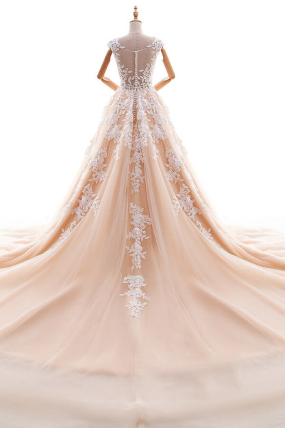 Champagne Brautkleider A Linie | Hochzeitskleider Spitze Online