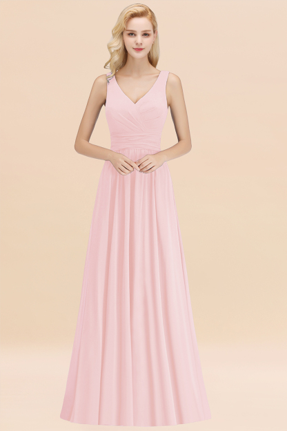 Dunke Grün Chiffon Brautjungfernkleider Lang Günstig Kleider für Brautjungfern