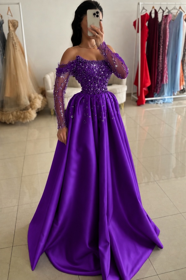 Festliche Kleider Abendkleider Lilac | Abiballkleider mit Glitzer