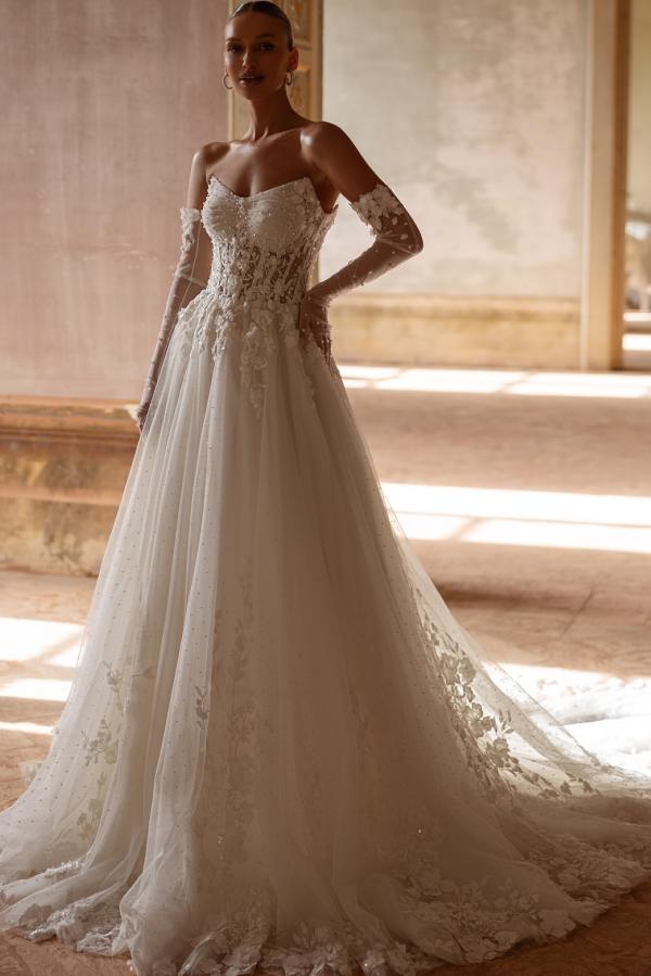 Elegante Brautkleider A Linie | Tülle Hochzeitskleider mit Spitze-babyonlinedressde