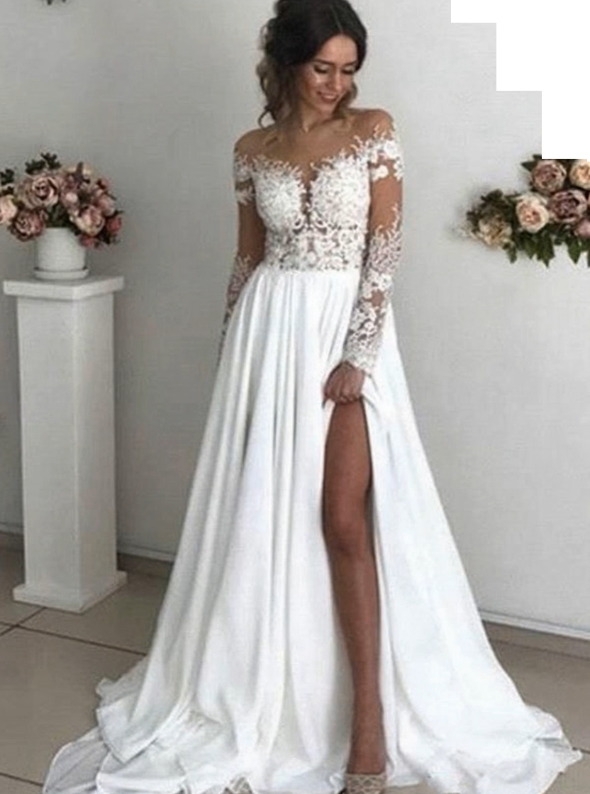 Schlichtes Brautkleid Mit Ärmel | Summer Hochzeitskleider mit Spitze