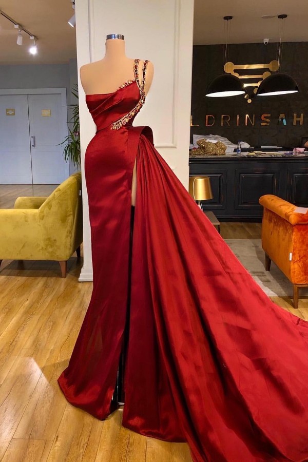 Designer Abendkleider Lang Rot Ballkleider Abendmdoen Glitzer