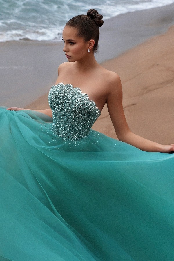 Türkische Abendkleider Lang Glitzer Tüll Ballkleider Abiballkleider Online-babyonlinedressde