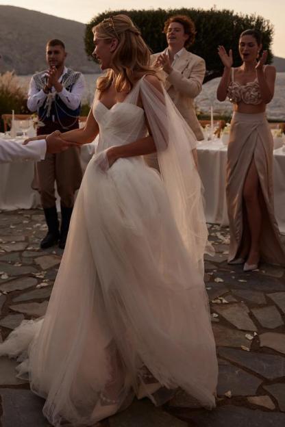 Boho Brautkleider A Linie Schlicht Tüll Hochzeitskleider Günstig-babyonlinedressde