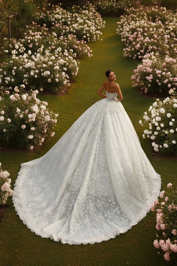 Extravagante Hochzeitskleider A Linie Spitze Brautkleider Günstig