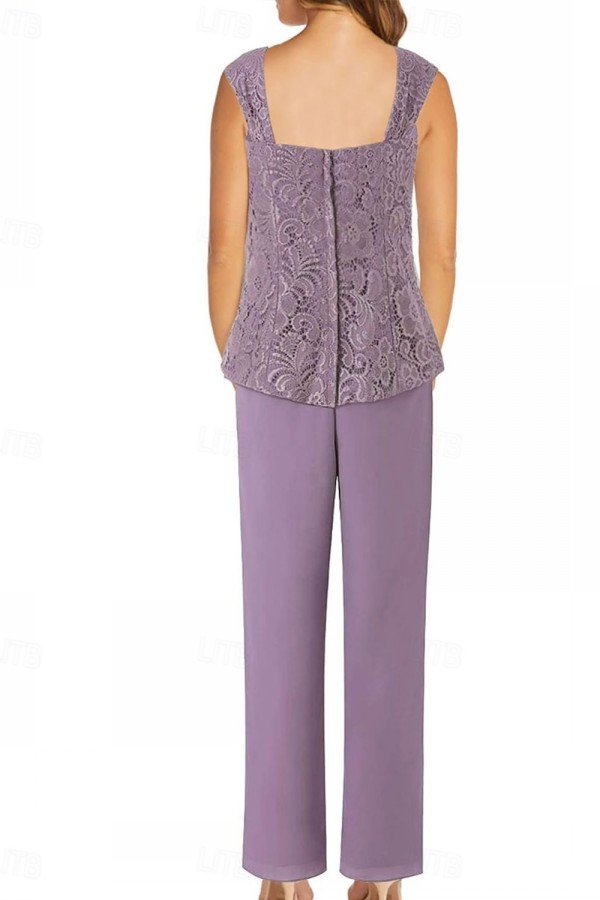 Festliche Mutter Hosenanzug Purpur Chiffon Brautmutterkleider Günstig-babyonlinedressde