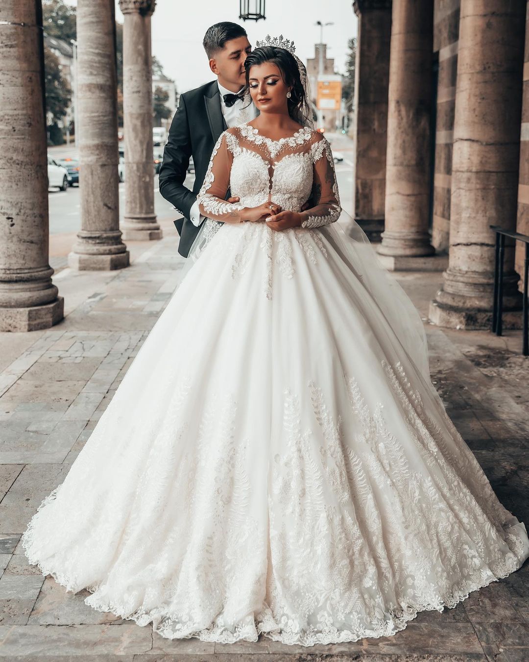 Designer A linie Hochzeitskleider Mit Ärmel | Brautkleider mit Spitze