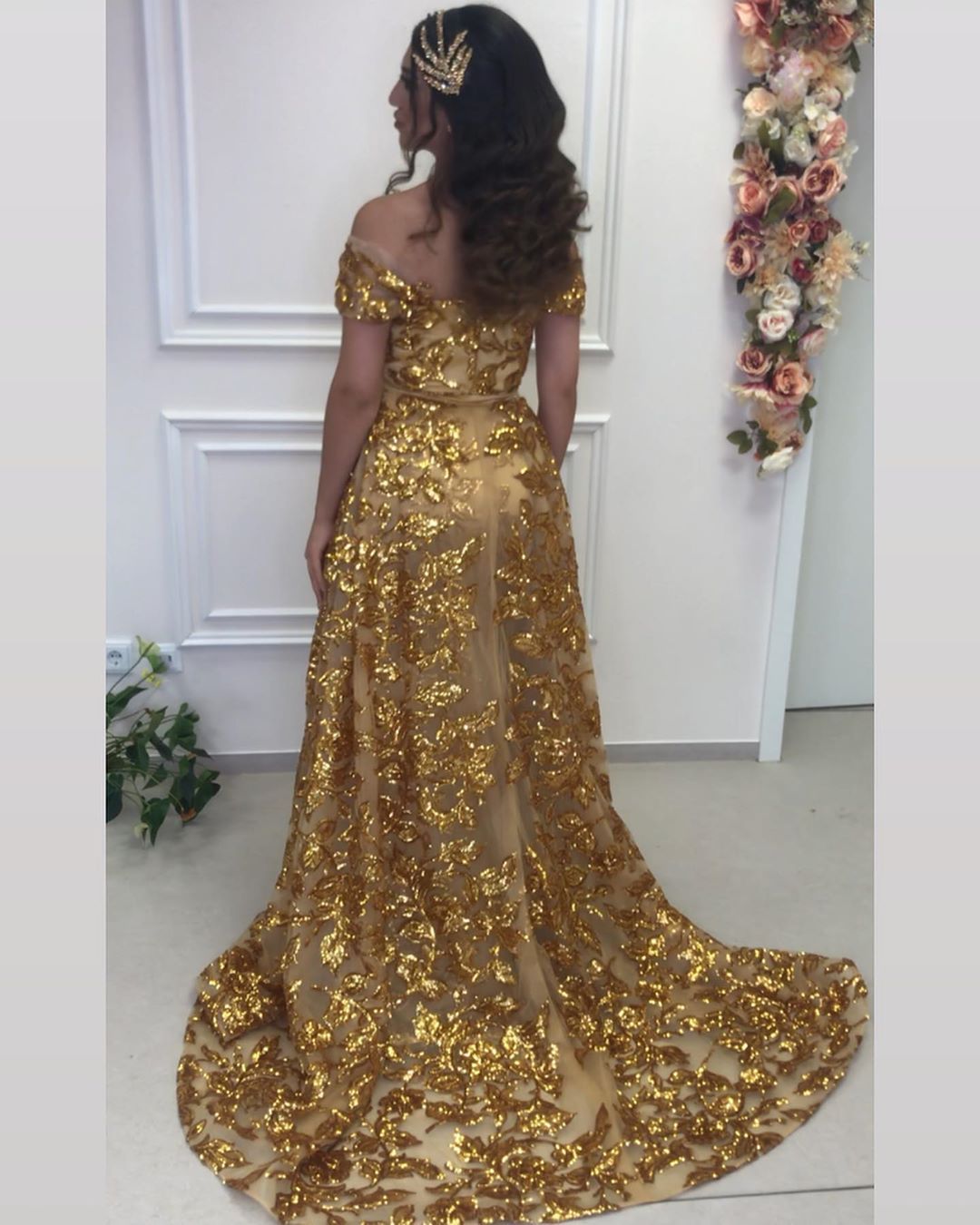 Gold Abendkleider Luxus | Abiballkleider Lang Glitzer Online