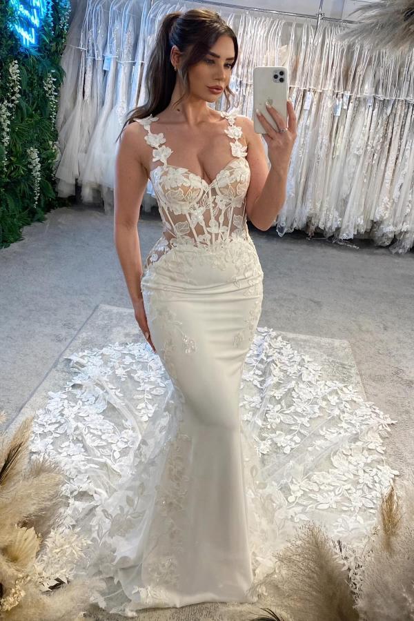 Elegante Brautkleider mit Spitze | Hochzeitskleider Meerjungfrau Stil-babyonlinedressde